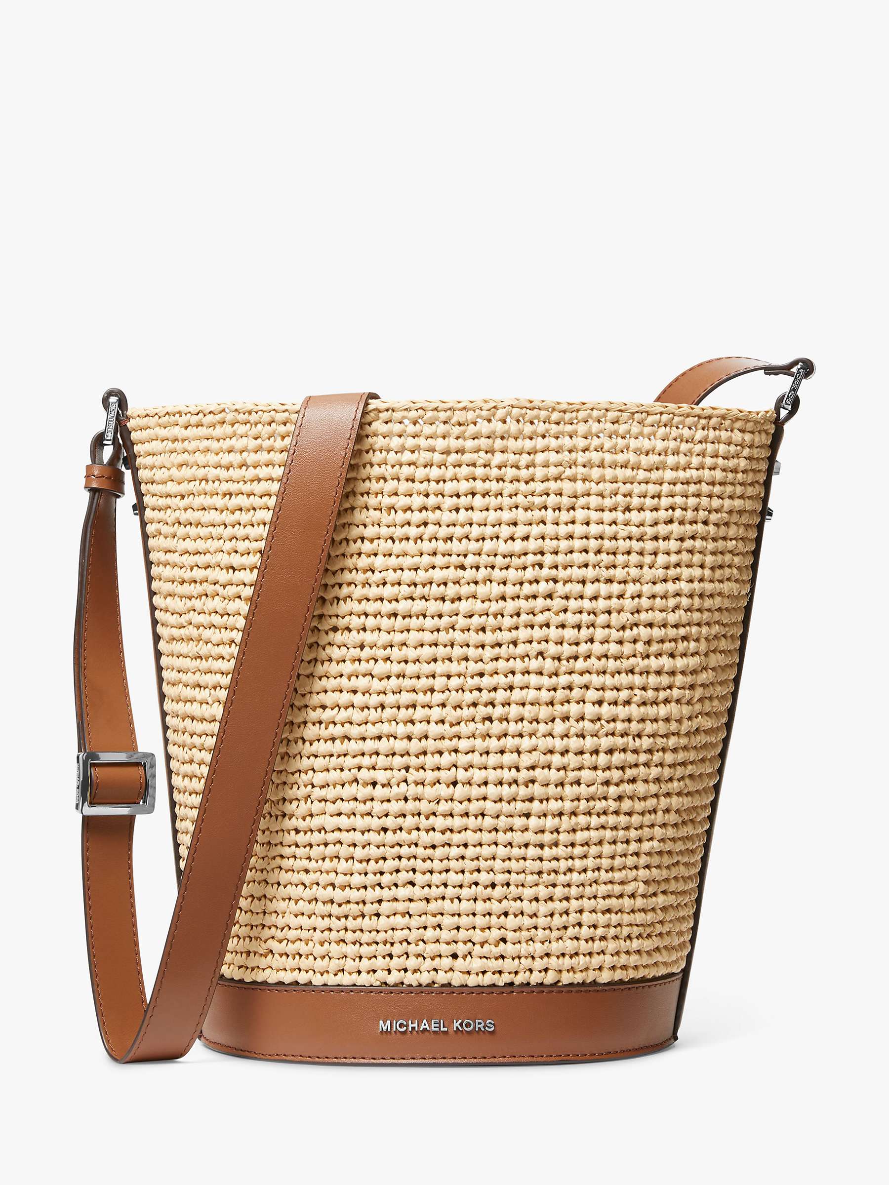Buy Michael Kors Townsend Straw Bucket Bag, Natural/Luggage Online at johnlewis.com
