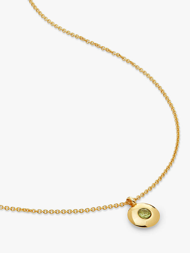 Monica Vinader Personalisable Round Birthstone Pendant Necklace, Peridot/August