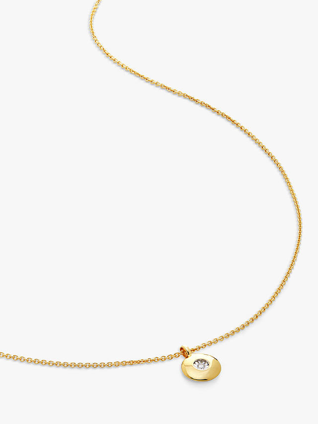 Monica Vinader Personalisable Round Birthstone Pendant Necklace, Diamond/April