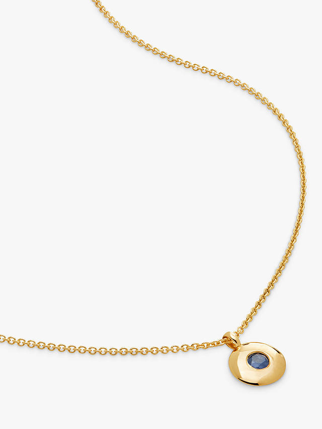 Monica Vinader Personalisable Round Birthstone Pendant Necklace, Sapphire/September