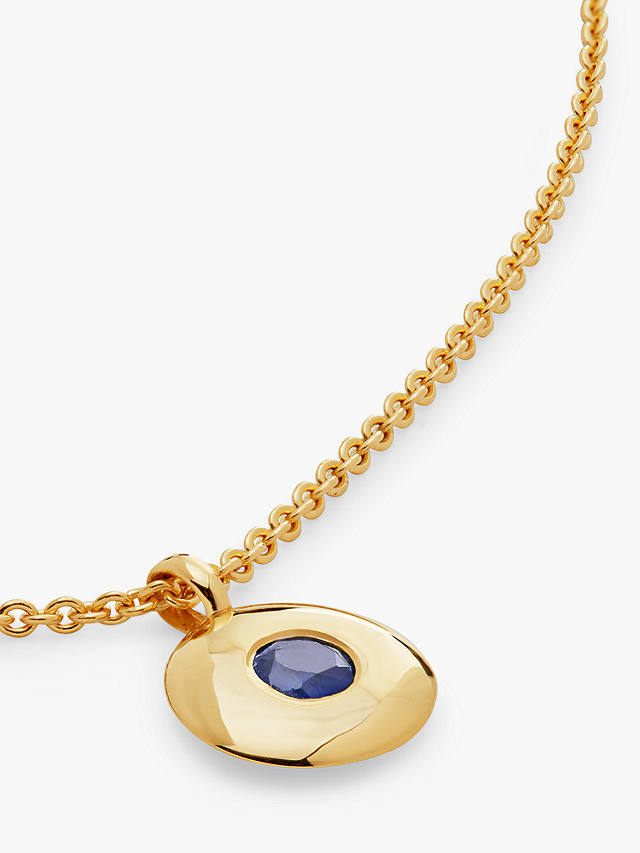 Monica Vinader Personalisable Round Birthstone Pendant Necklace, Sapphire/September