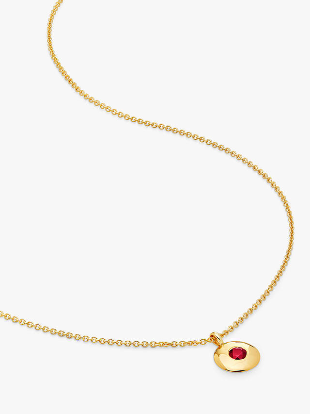Monica Vinader Personalisable Round Birthstone Pendant Necklace, Garnet/January