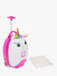 boppi Tiny Trekker Unicorn 2 Wheel Cabin Suitcase, 17L, White/Pink