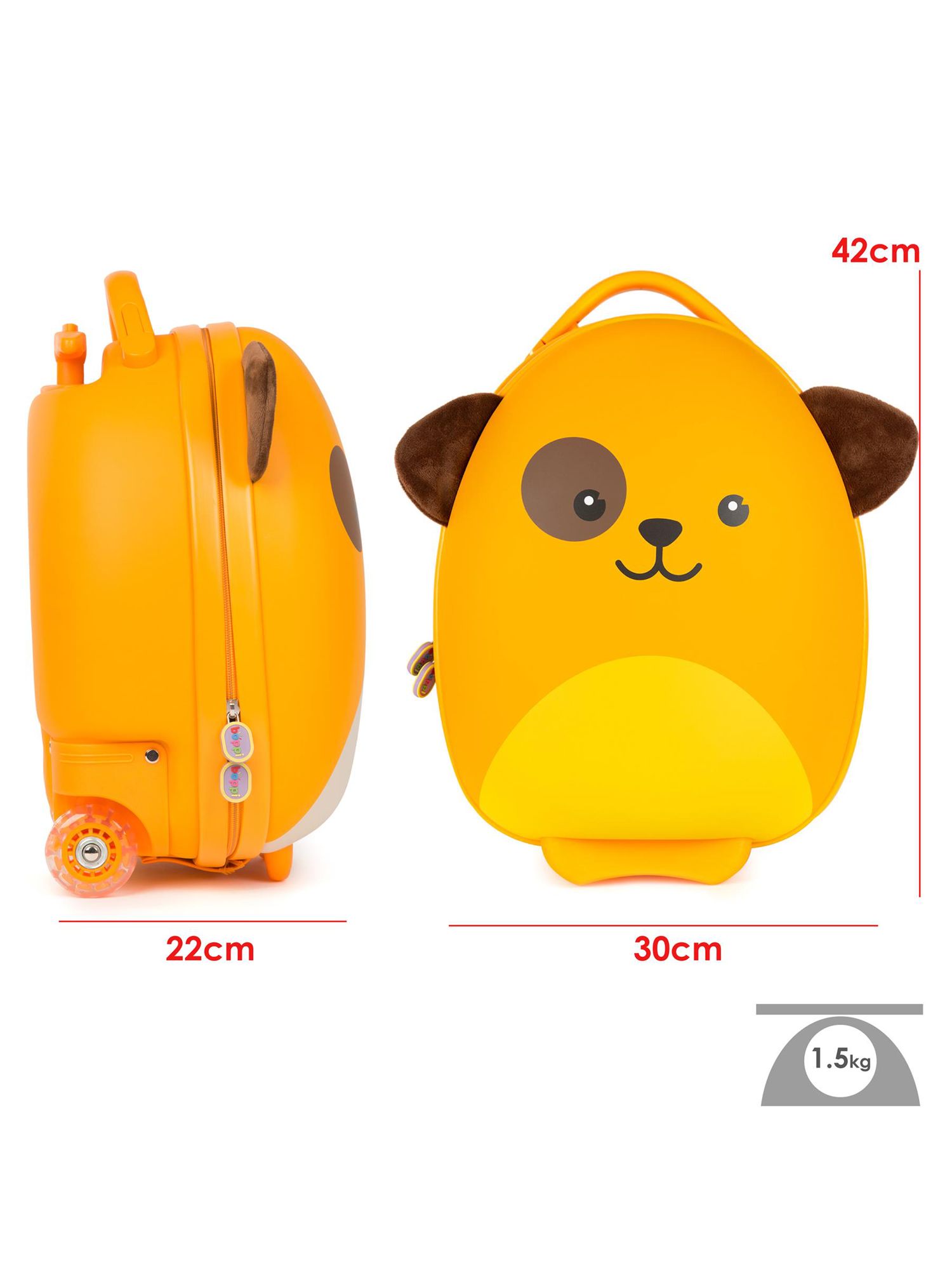 boppi Tiny Trekker Dog 2 Wheel Cabin Suitcase, 17L, Yellow