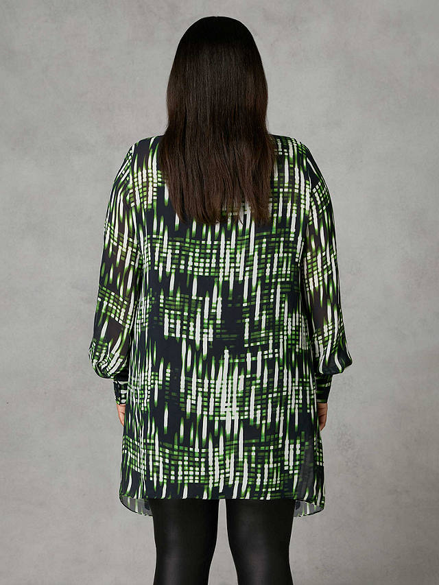 Live Unlimited Curve Blurred Print Ruched Front Blouse, Green