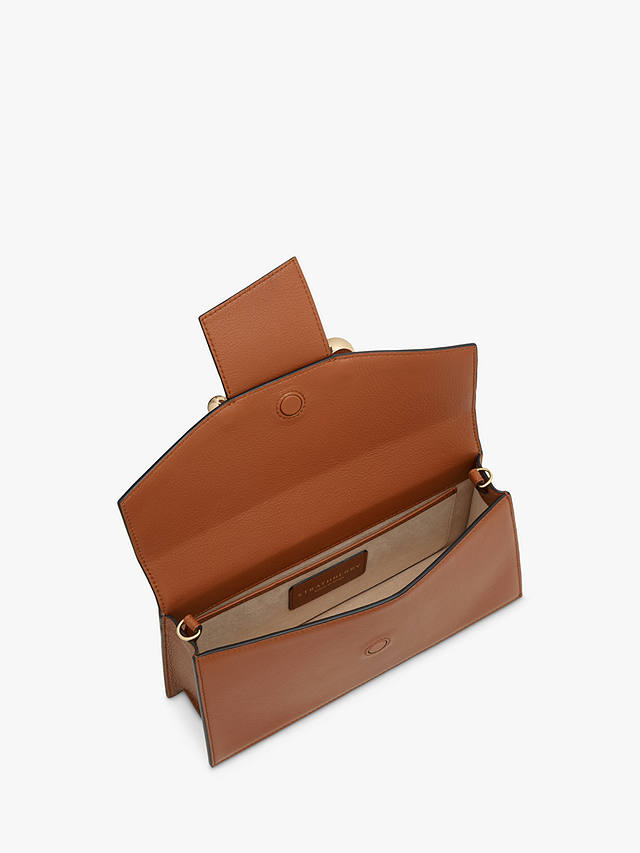 Strathberry Mini Crescent Detail Beaded Strap Leather Shoulder Bag, Chestnut