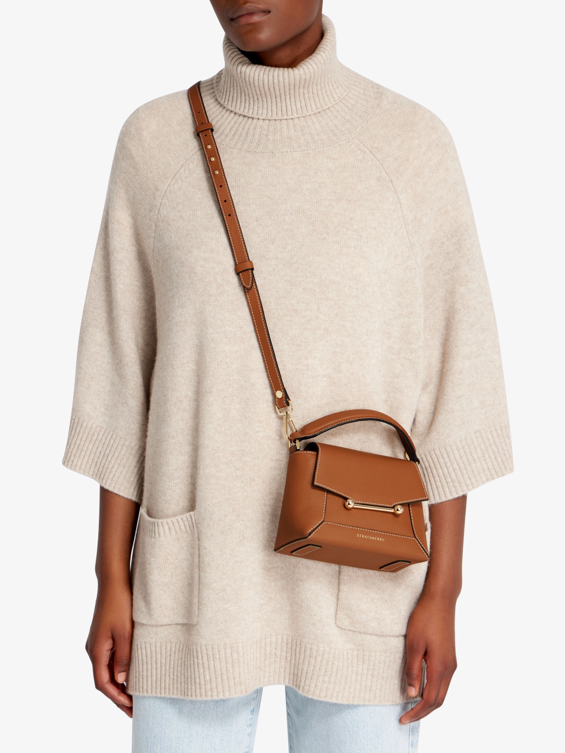Buy Strathberry Mosaic Nano Leather Cross Body Bag, Tan Online at johnlewis.com