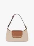 Strathberry Multrees Omni Leather and Canvas Shoulder Bag, Ecru/Tan