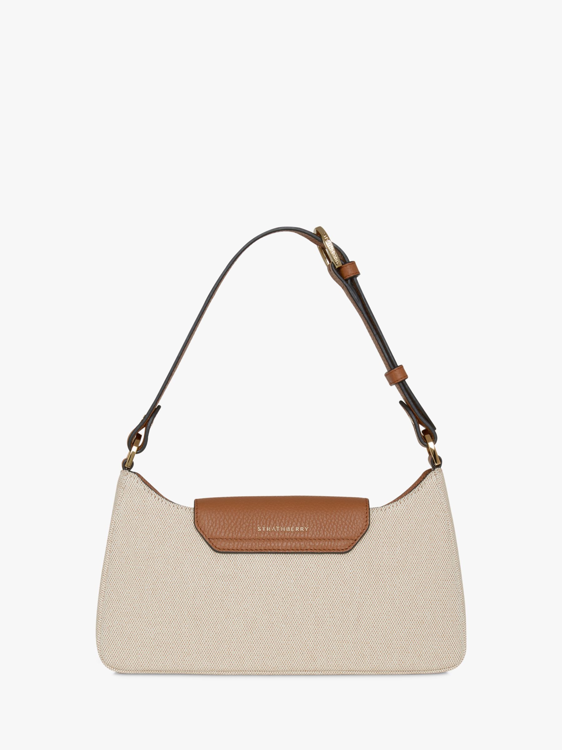 Buy Strathberry Multrees Omni Leather and Canvas Shoulder Bag, Ecru/Tan Online at johnlewis.com