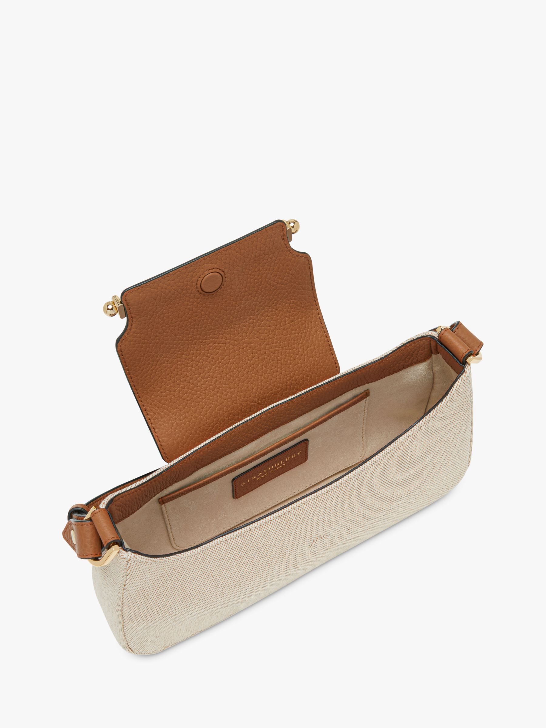 Buy Strathberry Multrees Omni Leather and Canvas Shoulder Bag, Ecru/Tan Online at johnlewis.com