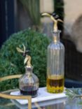 Culinary Concepts Olive Collection Oil & Vinegar Glass Decanter Set with Marble Base, Clear/Brass