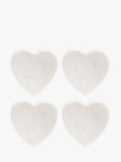 Culinary Concepts Marble Heart Coaster, Set of 4, White