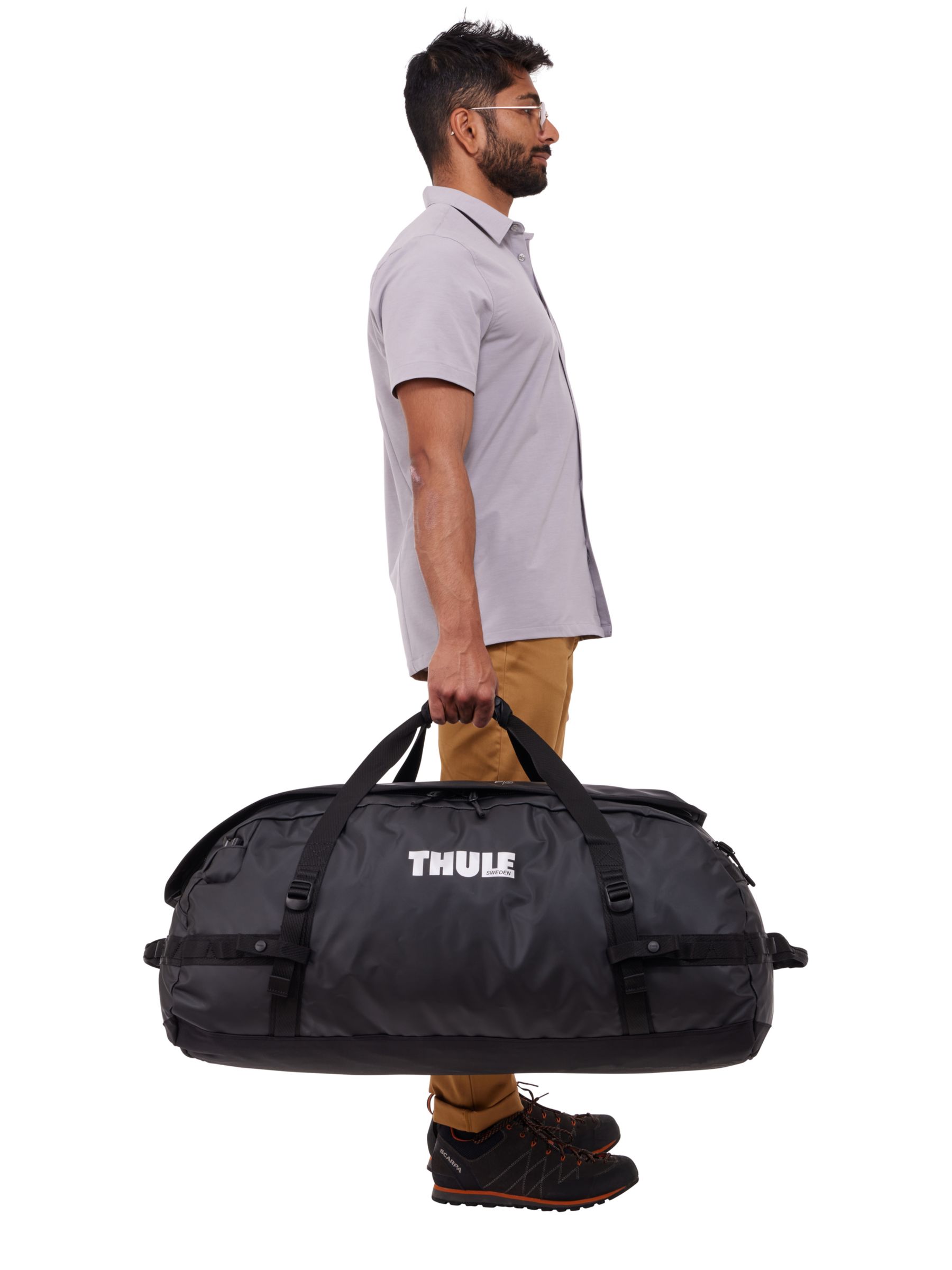 Thule Chasm 90L Duffel Bag, Black at John Lewis & Partners