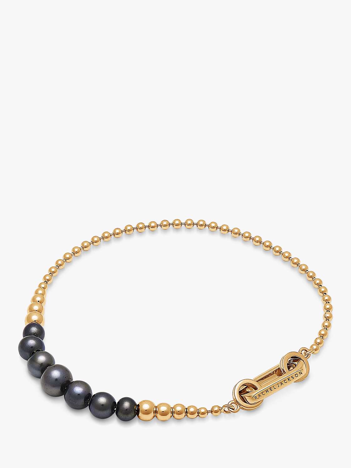 Buy Rachel Jackson London Stellar Graduated Black Pearl Bracelet, Gold Online at johnlewis.com