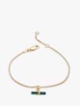 Rachel Jackson London Mini Malachite T-Bar Bracelet, Gold
