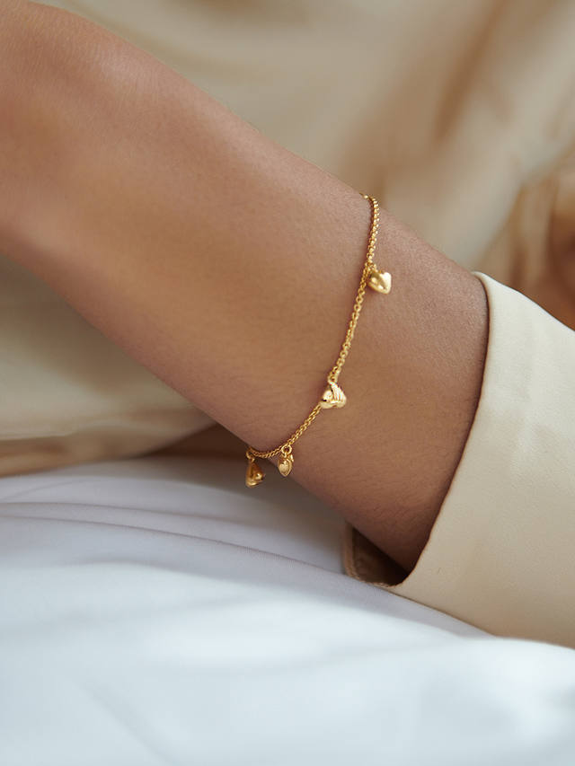 Rachel Jackson London Untamed Deco Hearts Bracelet, Gold