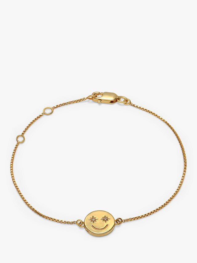 Rachel Jackson London Mini Smiley Face Bracelet, Gold