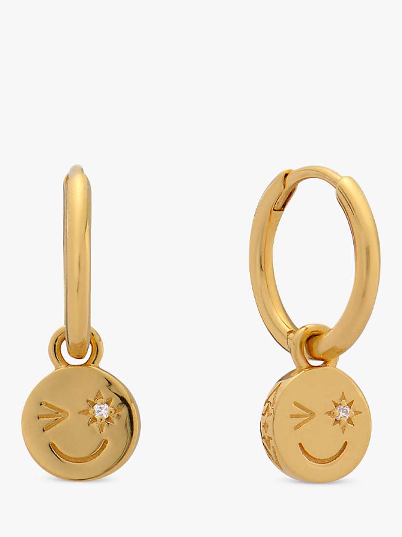 Buy Rachel Jackson London Smiley Face Huggie Hoop Earrings, Gold Online at johnlewis.com