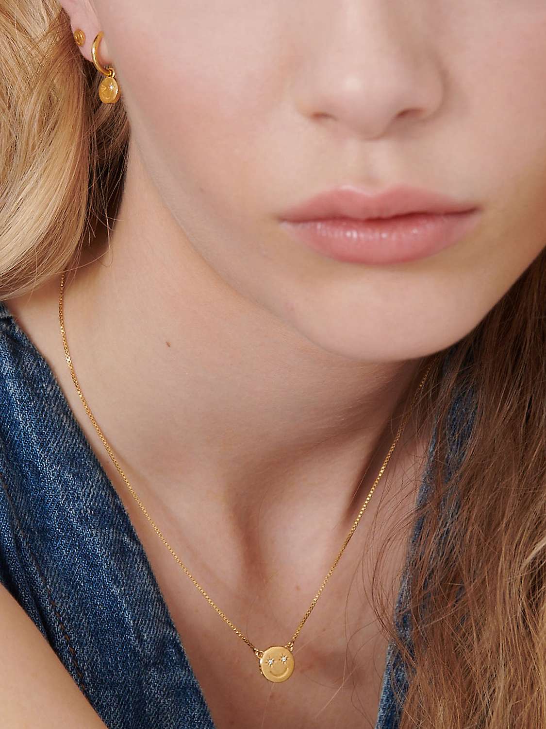 Buy Rachel Jackson London Smiley Face Huggie Hoop Earrings, Gold Online at johnlewis.com