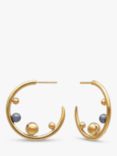 Rachel Jackson London Statement Stellar Black Pearl Hoop Earrings, Gold