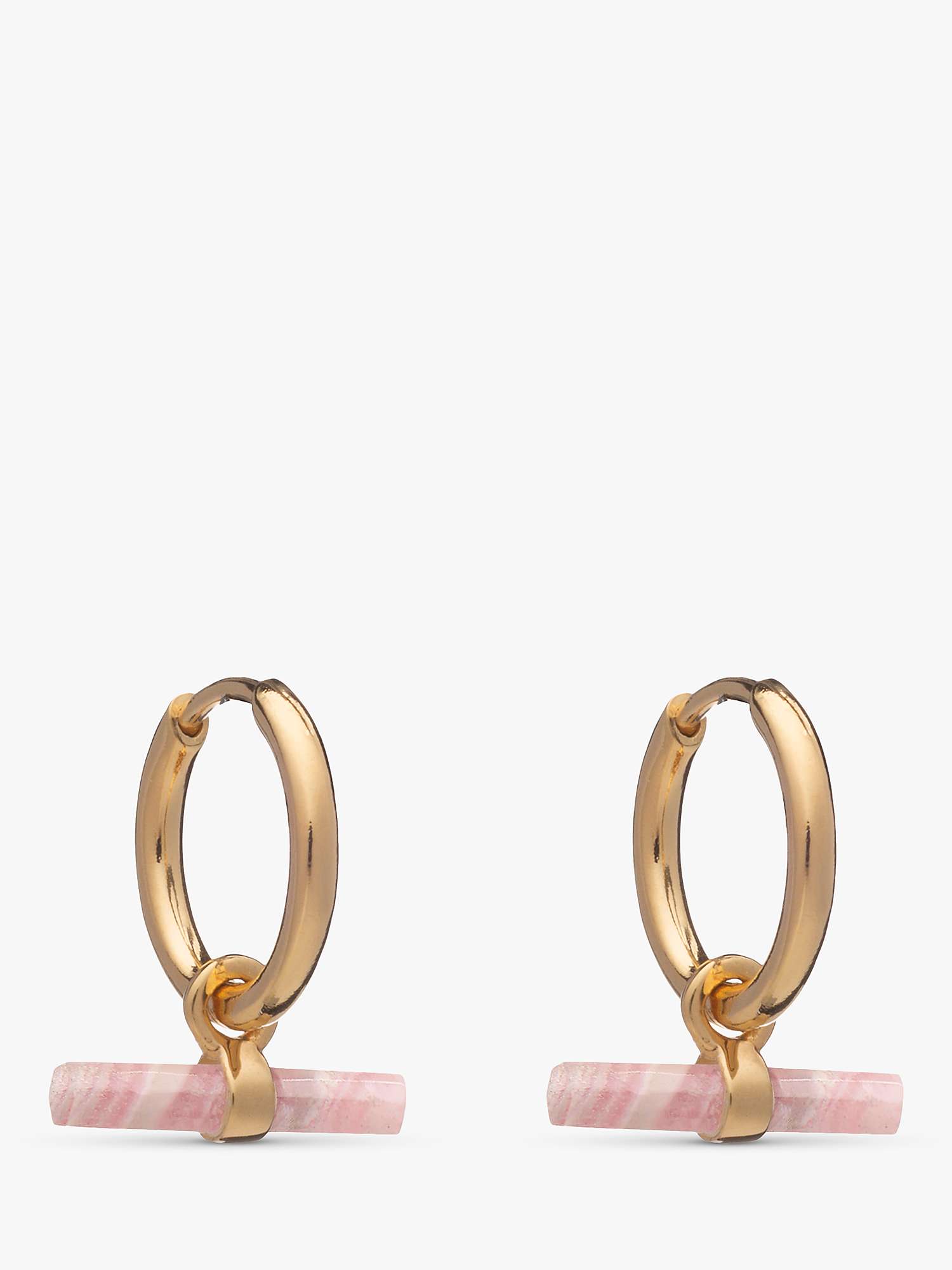 Buy Rachel Jackson London  Mini Rose T Bar Huggie Hoop Earrings, Gold/Pink Online at johnlewis.com