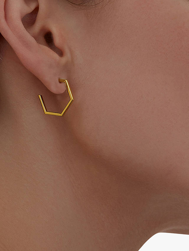 Rachel Jackson London Medium Hexagon Hoop Earrings, Gold