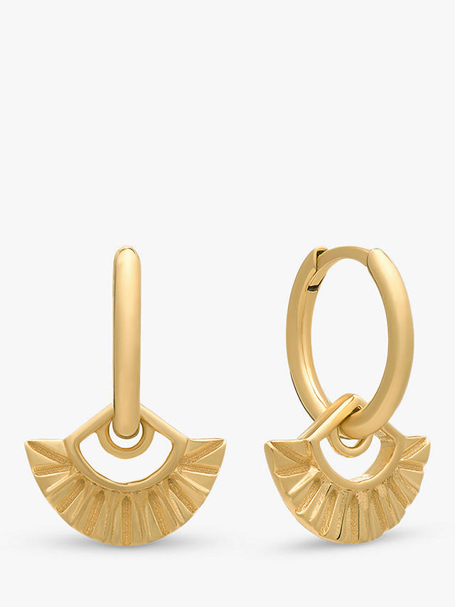 Rachel Jackson London Deco Fan Gold Hoop Earrings, Gold