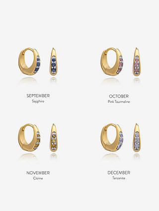 Rachel Jackson London Birthstone Huggie Hoop Earrings, Gold, Tanzanite - December