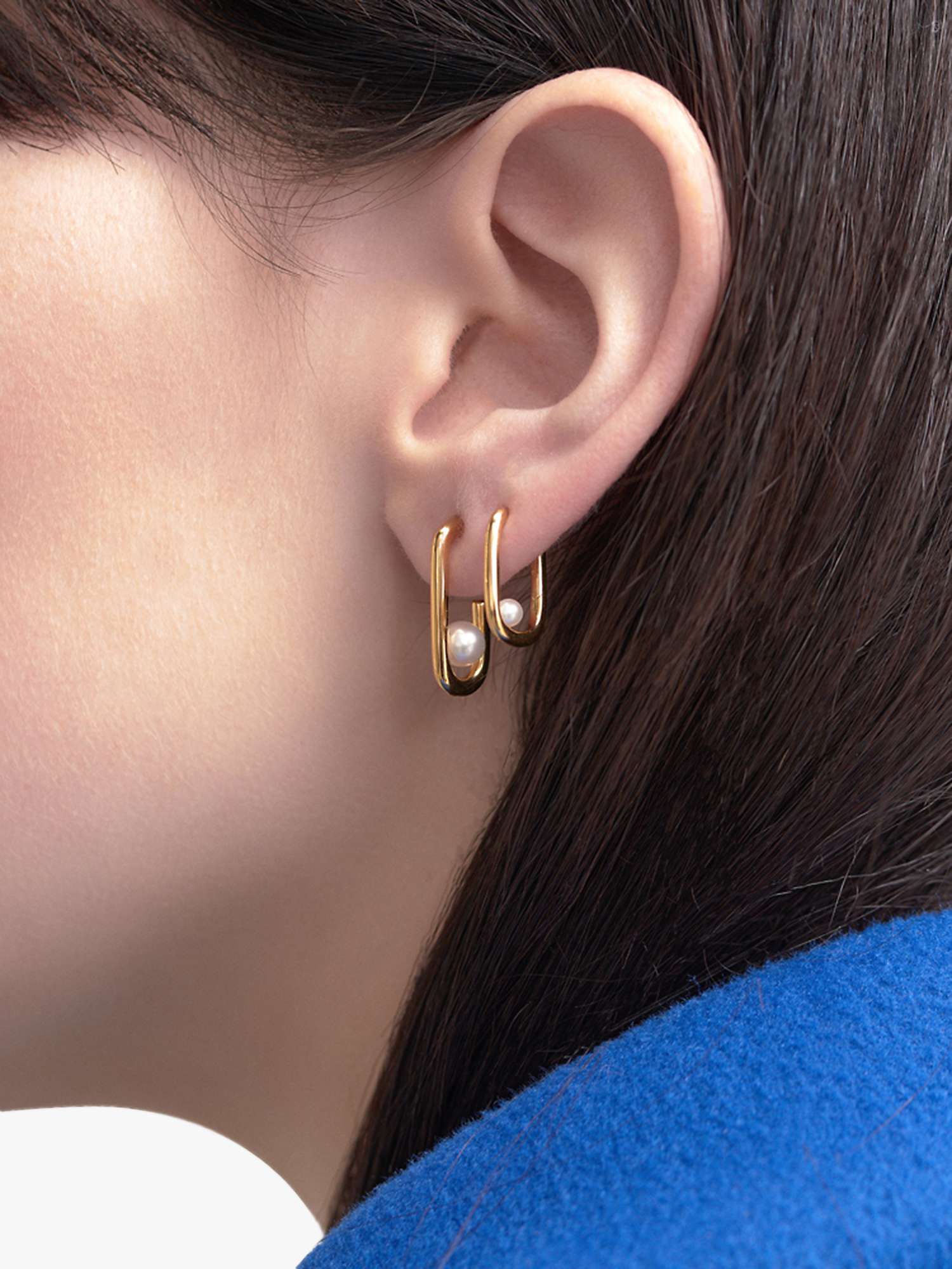 Buy Rachel Jackson London Stellar Hardware Pearl Hoop Earrings, Gold/White Online at johnlewis.com