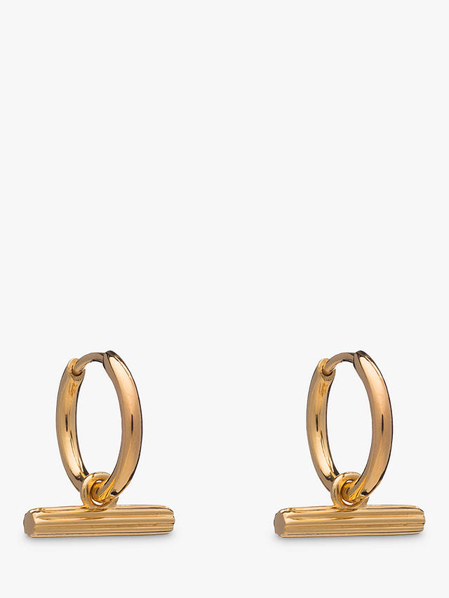 Rachel Jackson London Mini T Bar Huggie Hoop Earrings, Gold