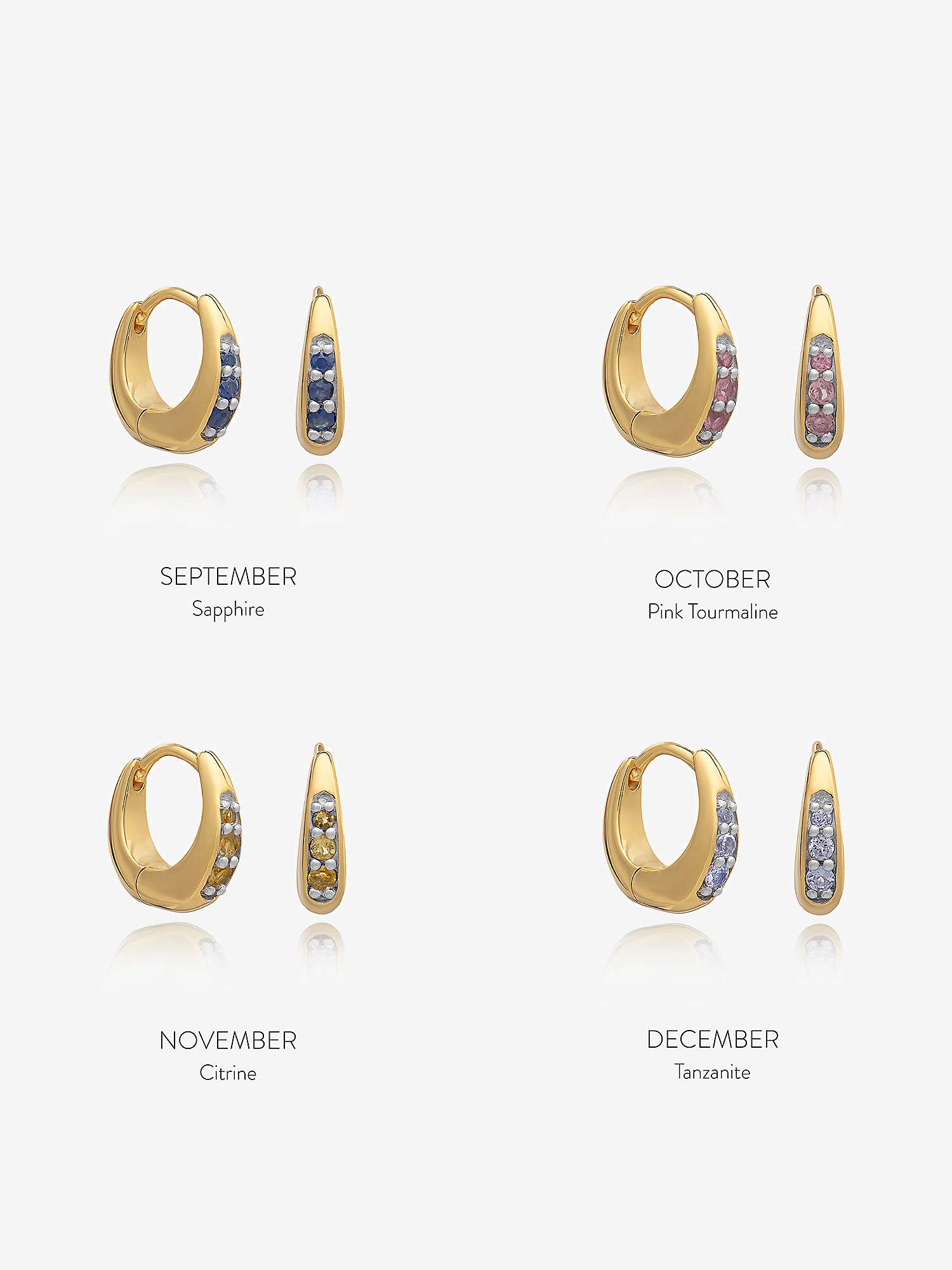 Buy Rachel Jackson London Birthstone Huggie Hoop Earrings, Gold Online at johnlewis.com