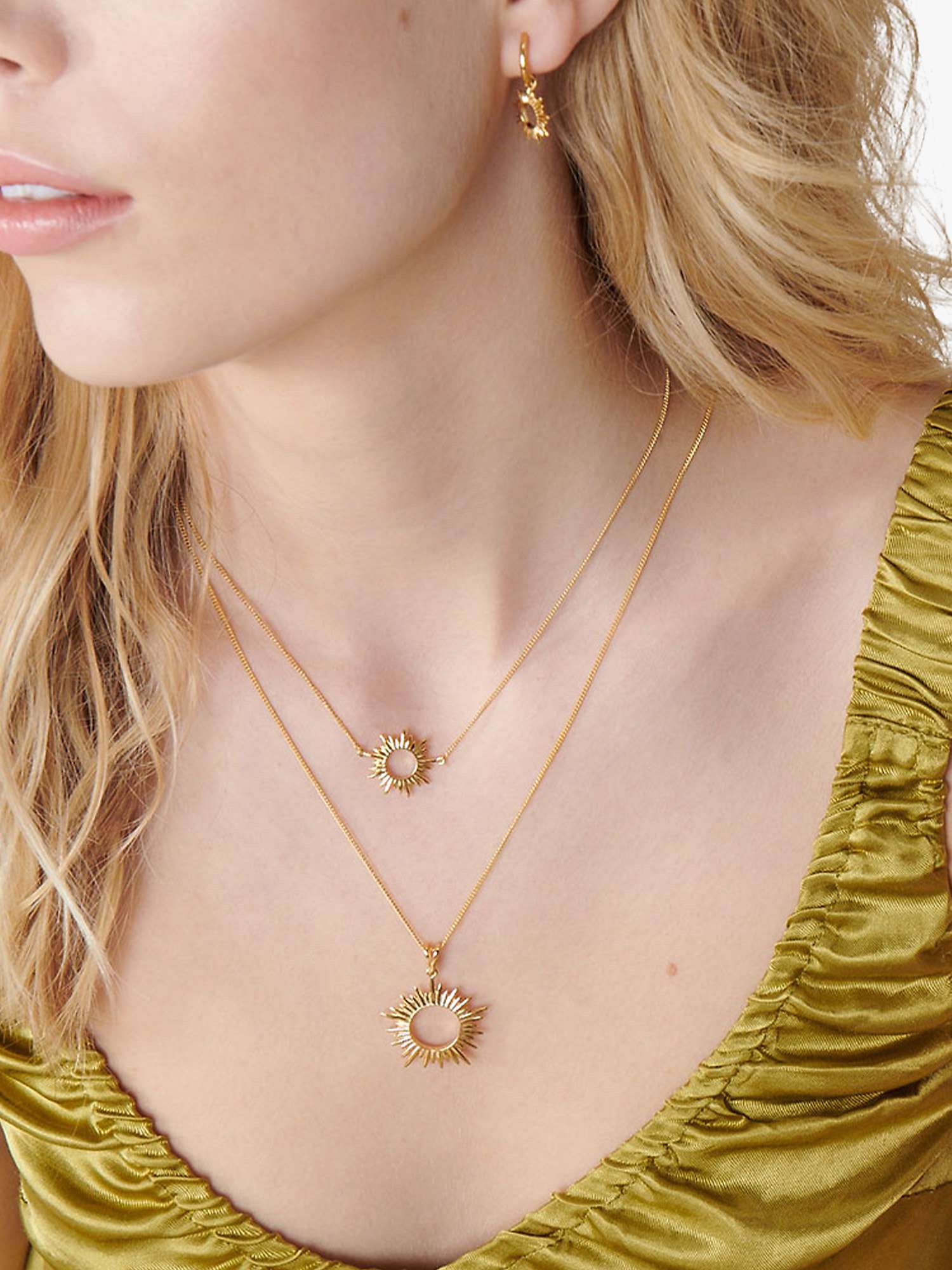 Buy Rachel Jackson London Electric Goddess Medium Sun Necklace, Gold Online at johnlewis.com