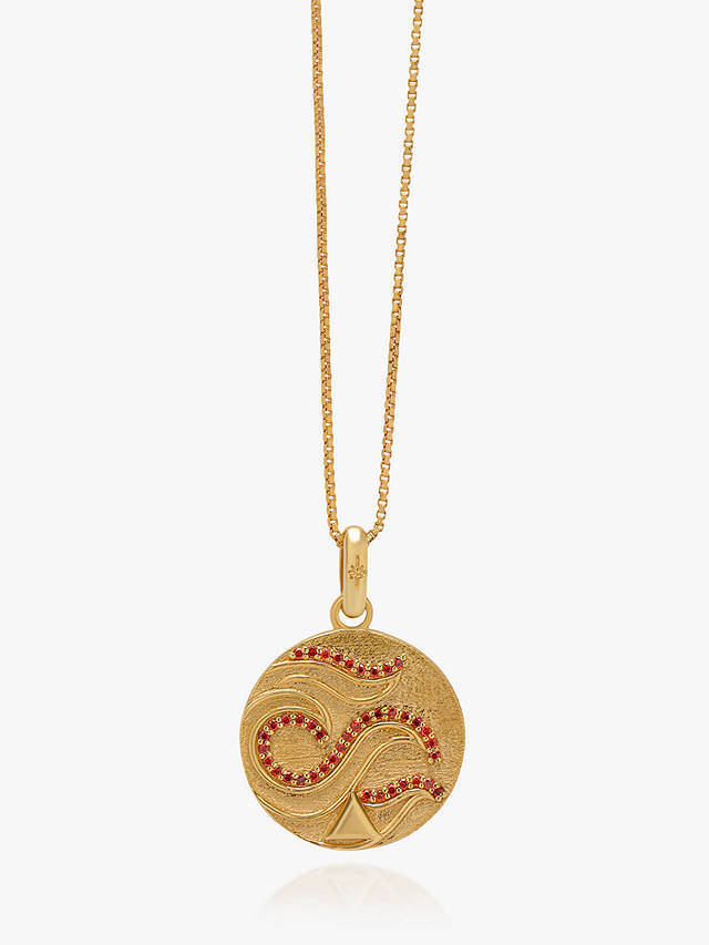 Rachel Jackson London Personalised Elements Fire Art Coin Pendant Necklace, Gold