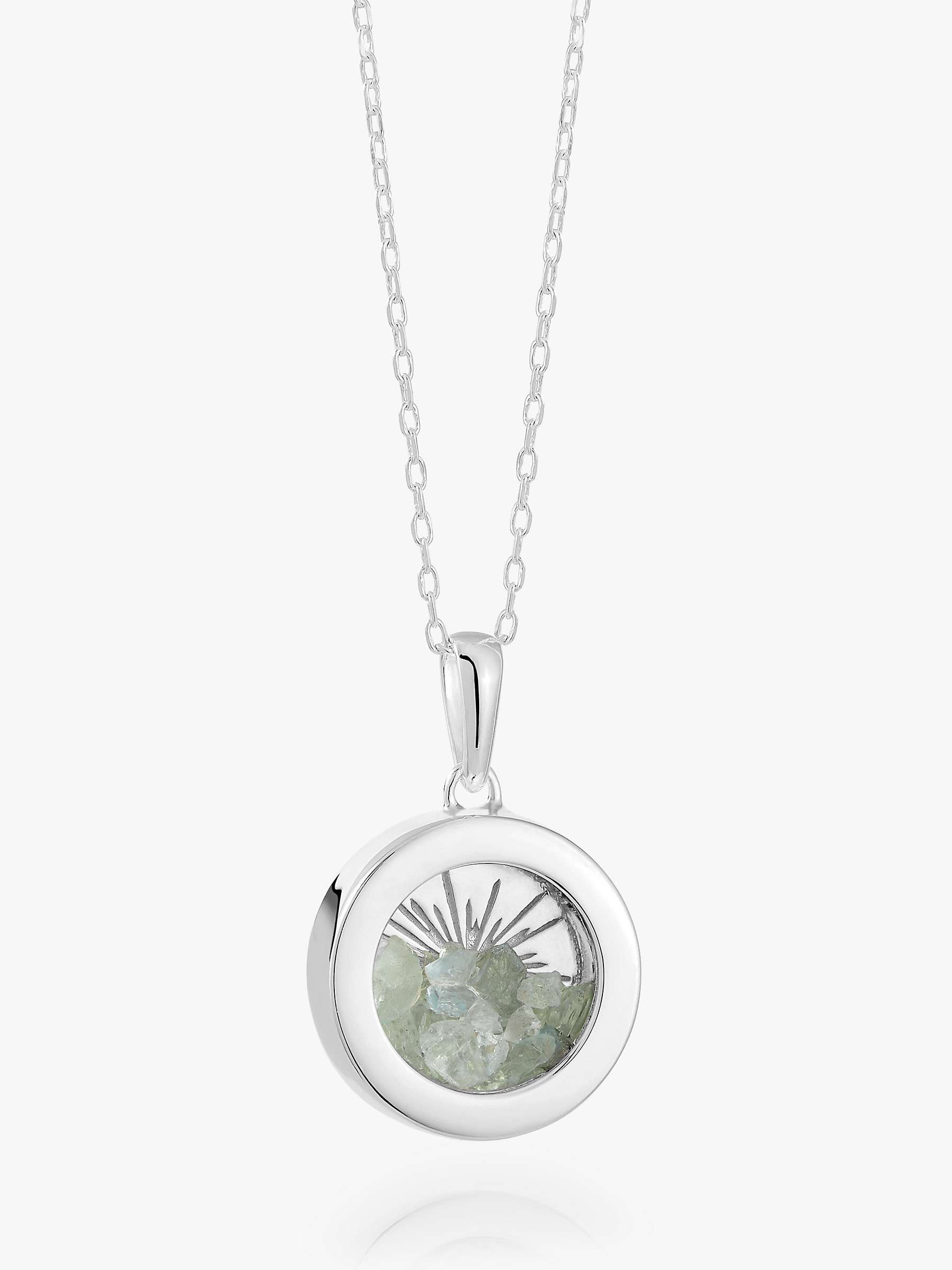 Buy Rachel Jackson London Personalised Small Deco Sun Birthstone Amulet Necklace, Silver Online at johnlewis.com