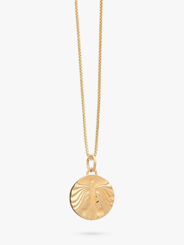Rachel Jackson London Personalised Zodiac Art Coin Necklace, Gold, Gemini