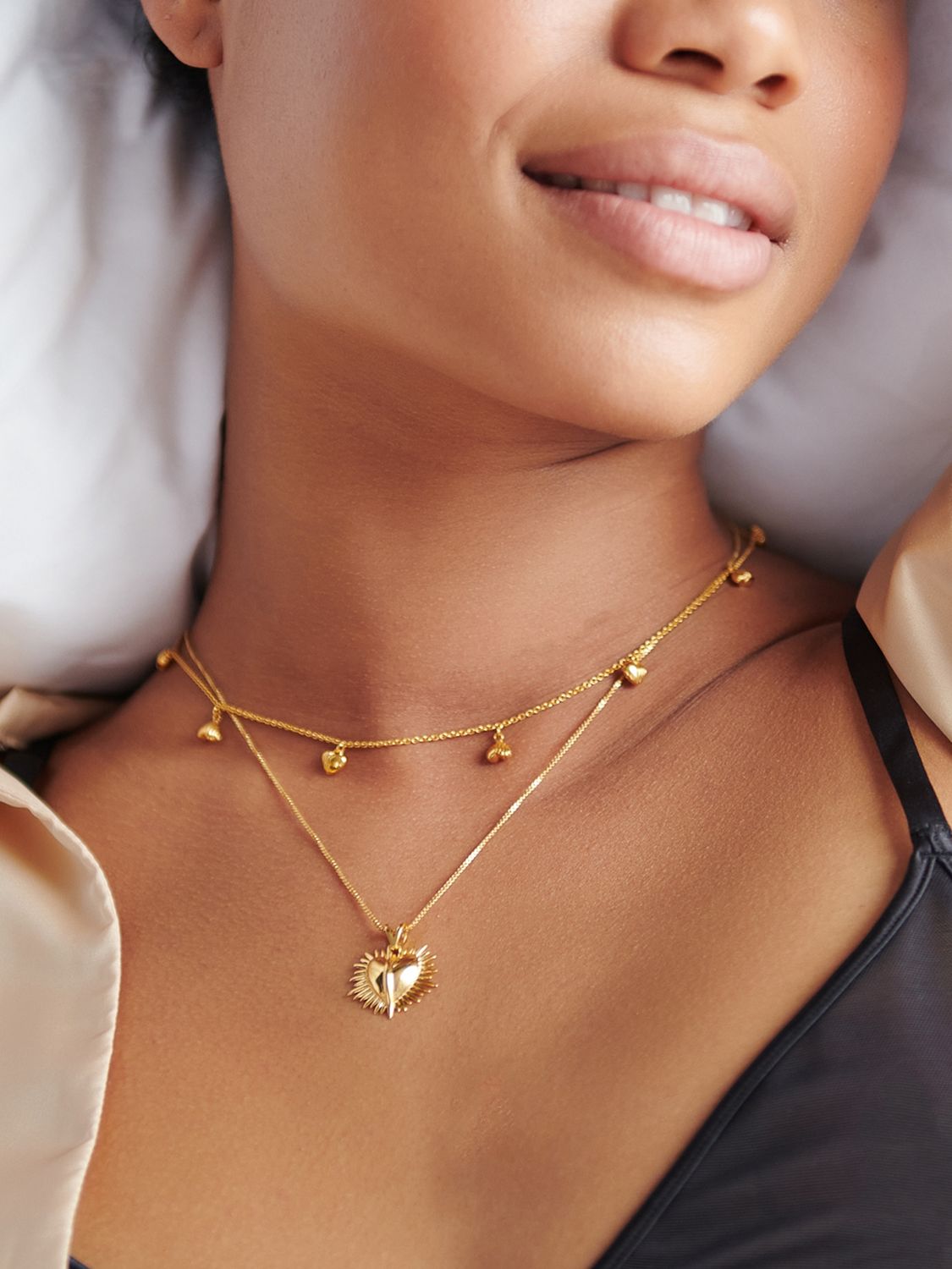 Buy Rachel Jackson London Personalised Untamed Love Electric Art Deco Heart Necklace, Gold Online at johnlewis.com