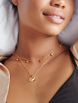 Rachel Jackson London Personalised Untamed Love Electric Art Deco Heart Necklace, Gold