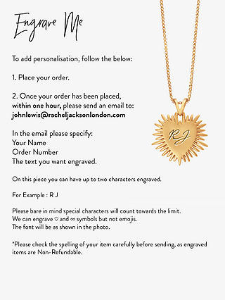 Rachel Jackson London Personalised Untamed Love Electric Art Deco Heart Necklace, Gold