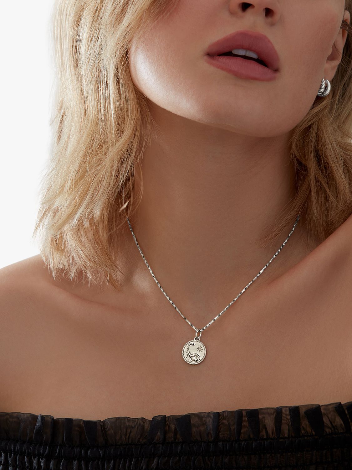 Buy Rachel Jackson London Personalised Zodiac Art Coin Necklace, Silver Online at johnlewis.com