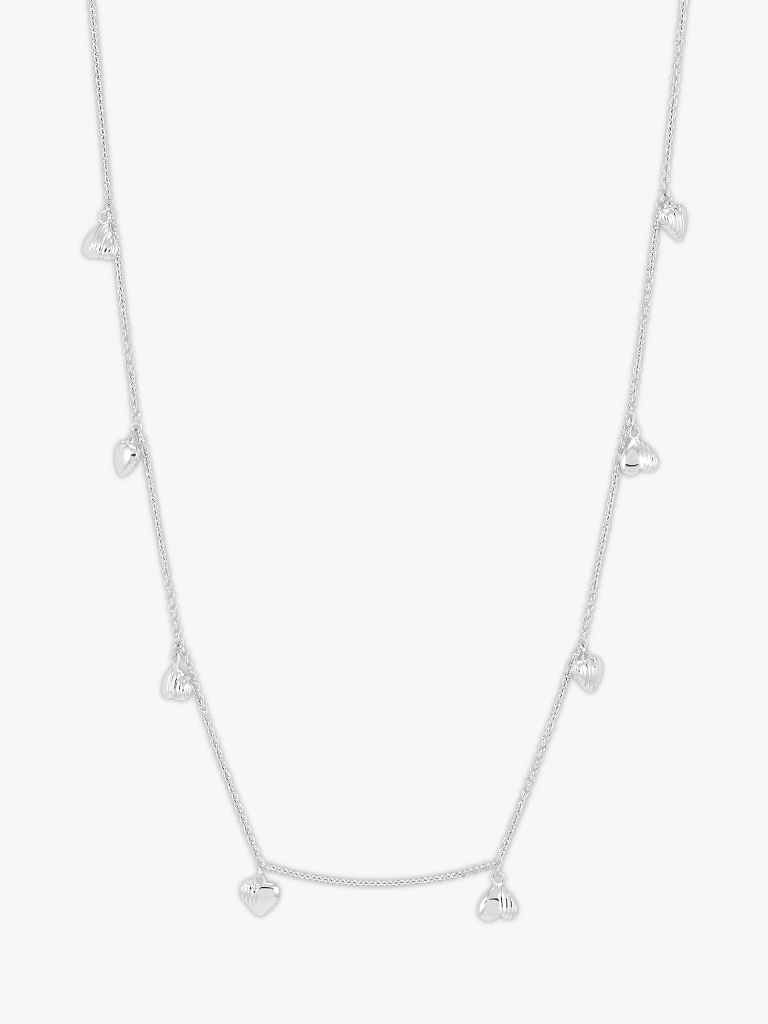 Buy Rachel Jackson London Untamed Deco Hearts Necklace, Silver Online at johnlewis.com