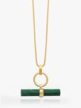 Rachel Jackson London Protection T-Bar Malachite Necklace, Gold
