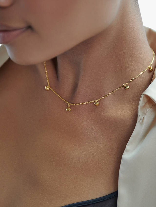 Rachel Jackson London Untamed Deco Hearts Necklace, Gold