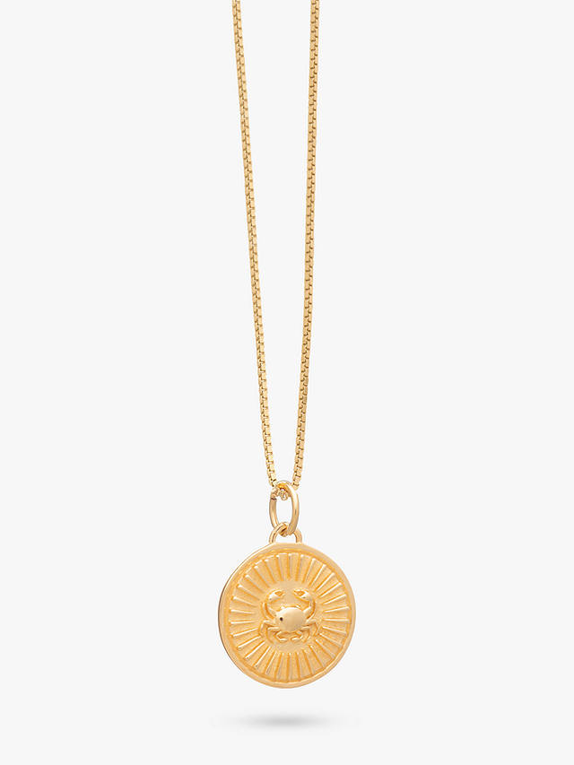 Rachel Jackson London Personalised Zodiac Art Coin Necklace, Gold, Cancer