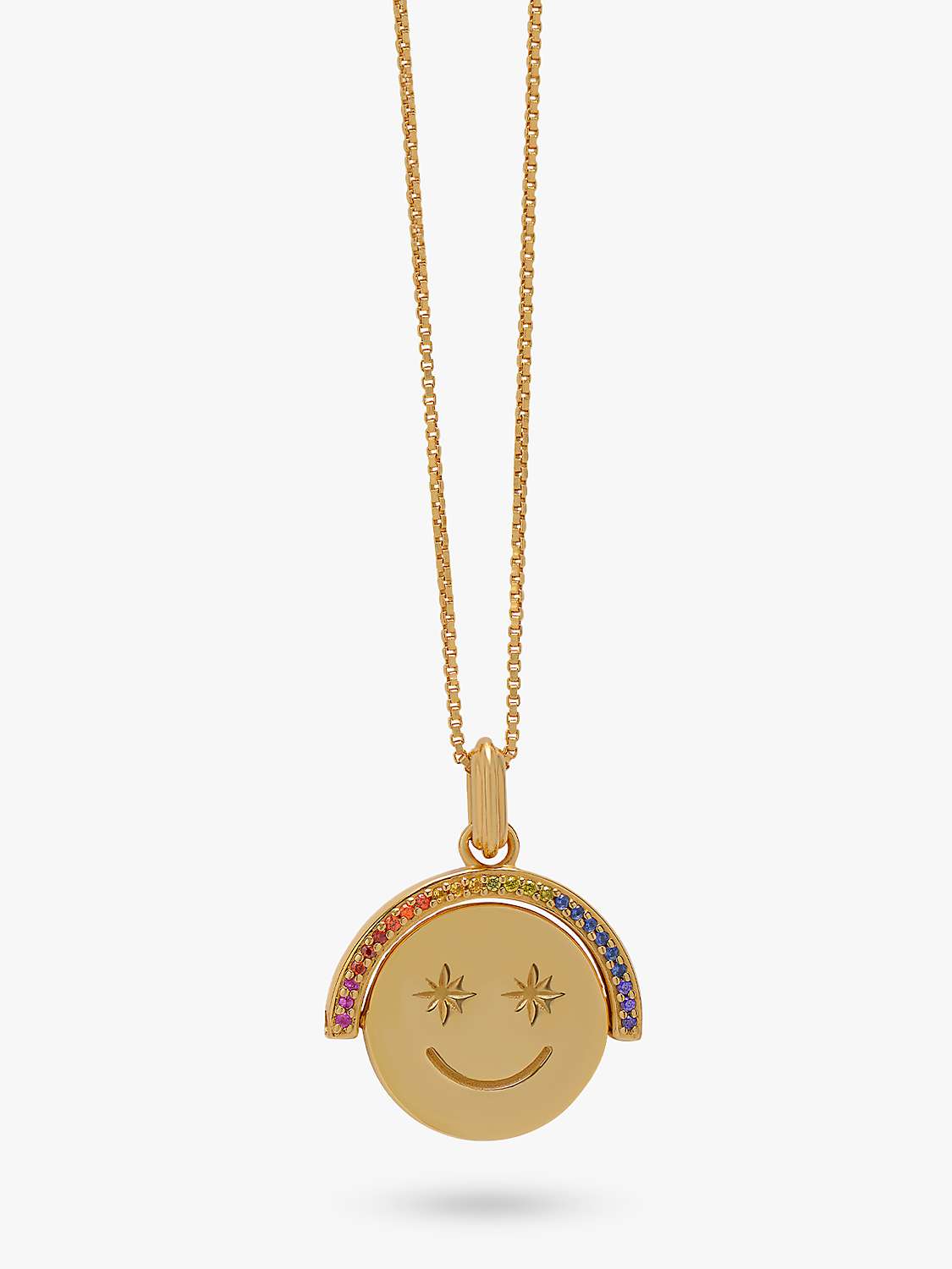 Buy Rachel Jackson London Rainbow Smiley Face Spinning Necklace, Gold Online at johnlewis.com