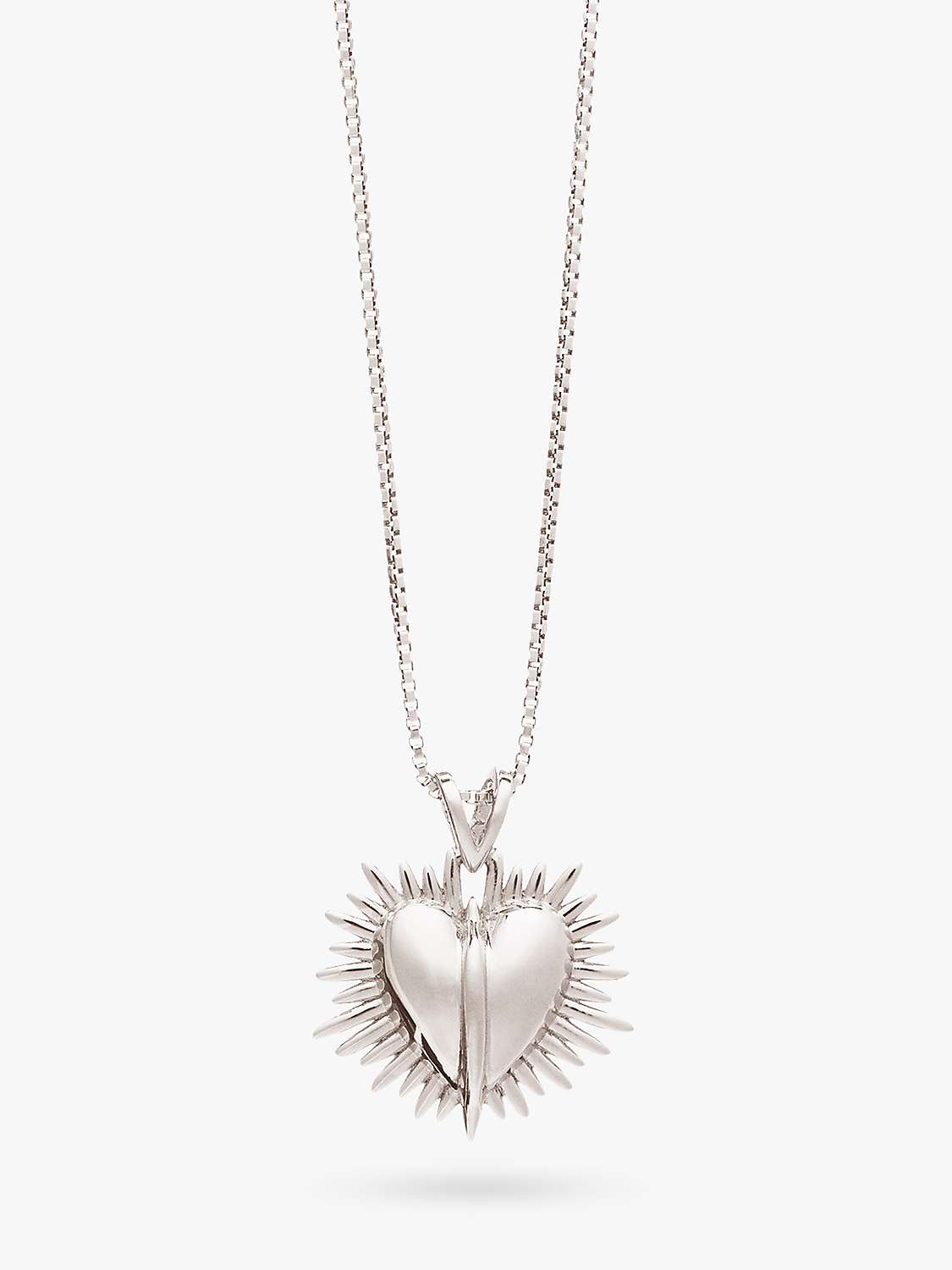 Buy Rachel Jackson London Personalised Untamed Love Electric Art Deco Heart Necklace, Silver Online at johnlewis.com