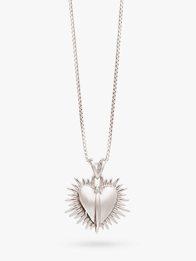 Rachel Jackson London Personalised Untamed Love Electric Art Deco Heart Necklace, Silver