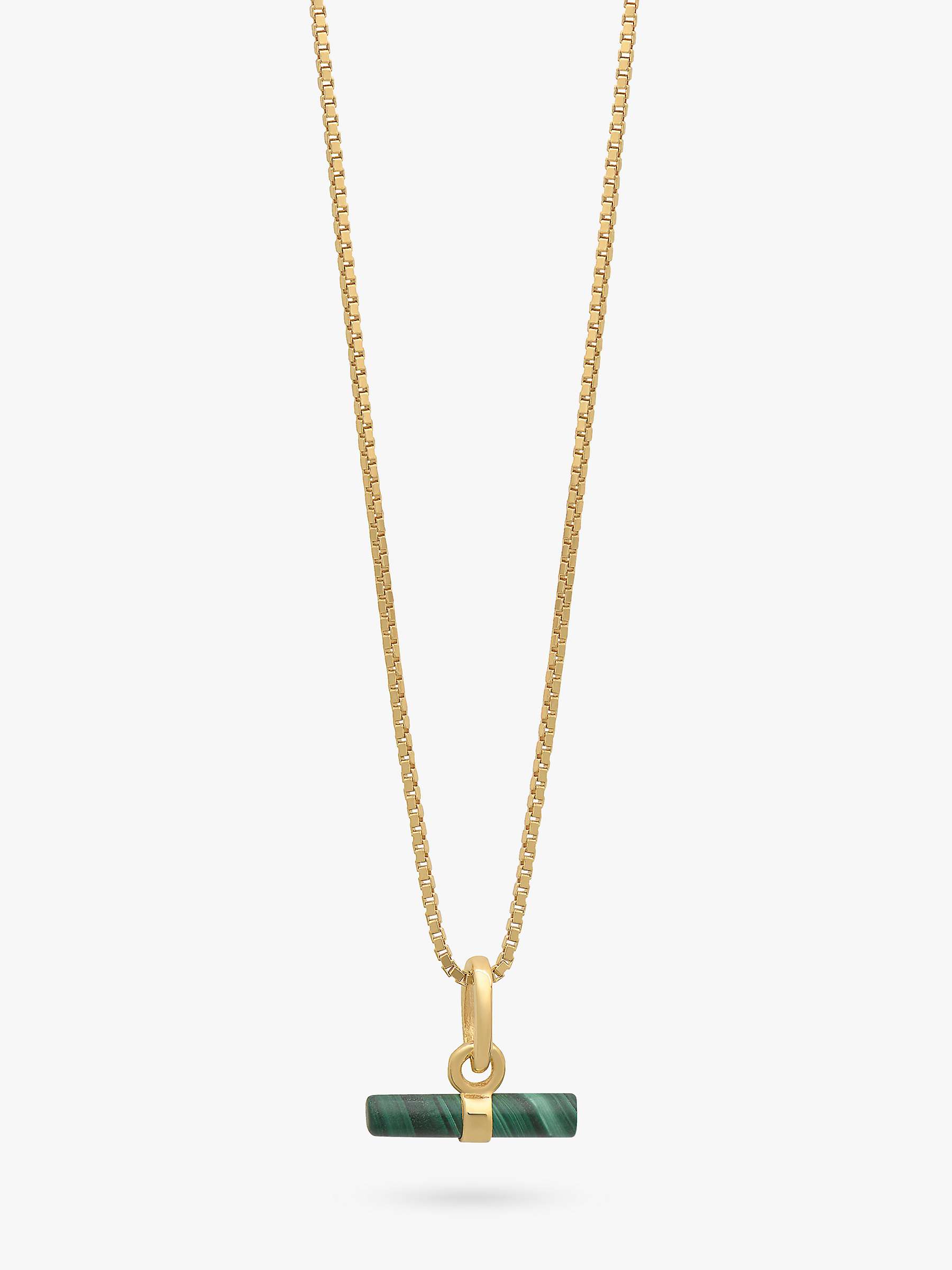 Buy Rachel Jackson London Mini Malachite T-Bar Necklace, Gold Online at johnlewis.com