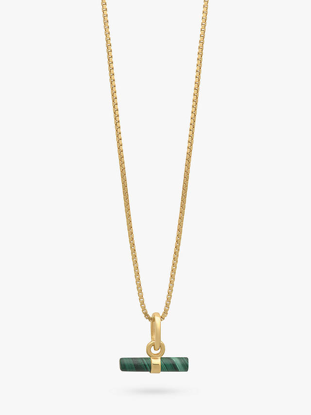Rachel Jackson London Mini Malachite T-Bar Necklace, Gold