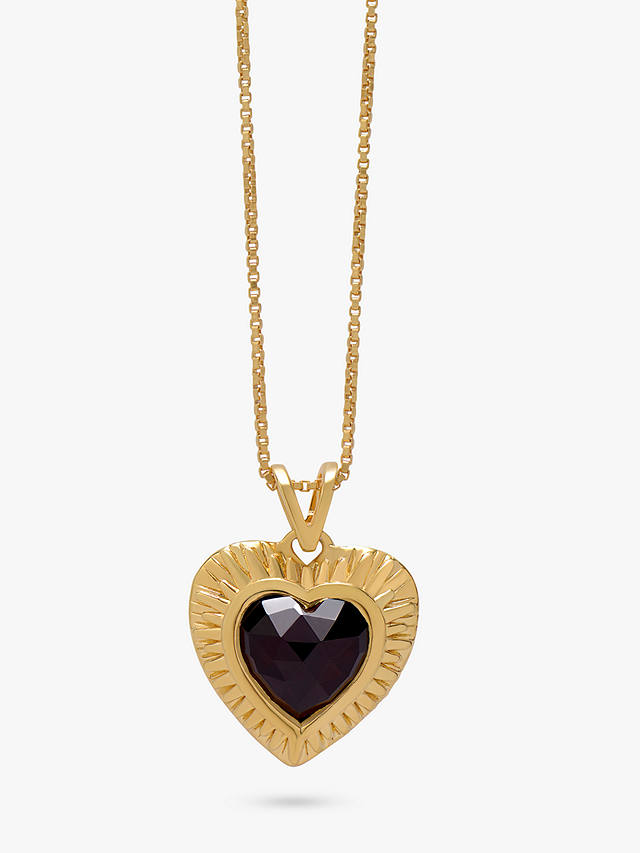 Rachel Jackson London Personalised Electric Love Garnet Heart Necklace, Gold