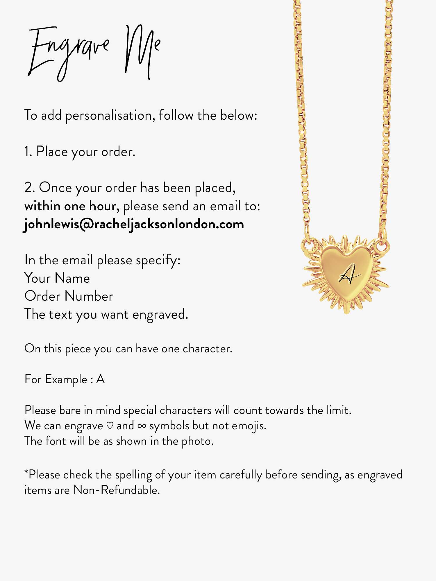 Buy Rachel Jackson London Personalised Electric Love Garnet Heart Necklace, Gold Online at johnlewis.com